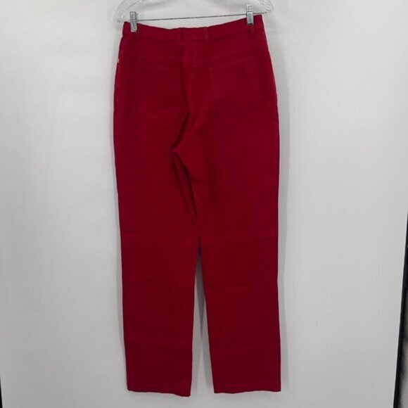 St John Straight Red Cotton/Spandex High Waist Pants /Jeans Women's 8 - Picture 4 of 9